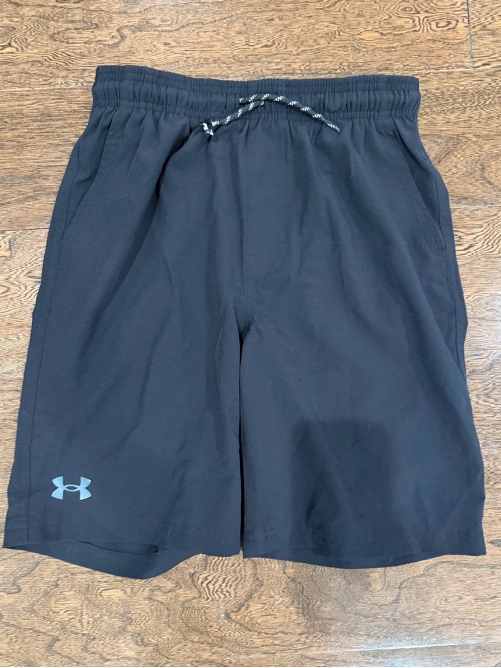 Under Armour boys Black Athletic Shorts with Contrasting Logo